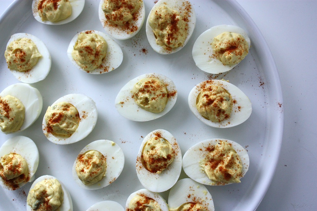 Lava Sriracha Deviled Eggs - Azeka's Sauce